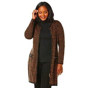 Rafaella Leopard Long Cardigan Sz Small